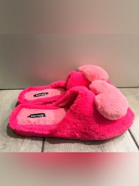 Kensie WOMEN Hot Pink & Light Pink Fuzzy Bow One-Piece Footies